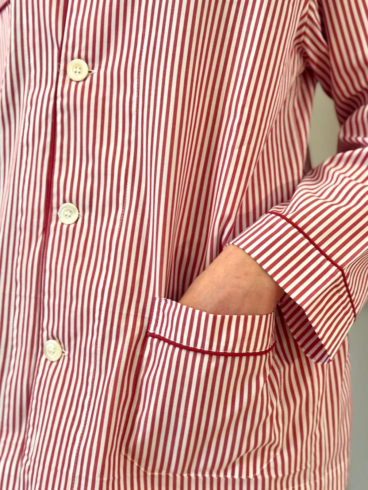 PIGIAMA DONNA BASTONCINO ROSSO PROFILO BORDEAUX
