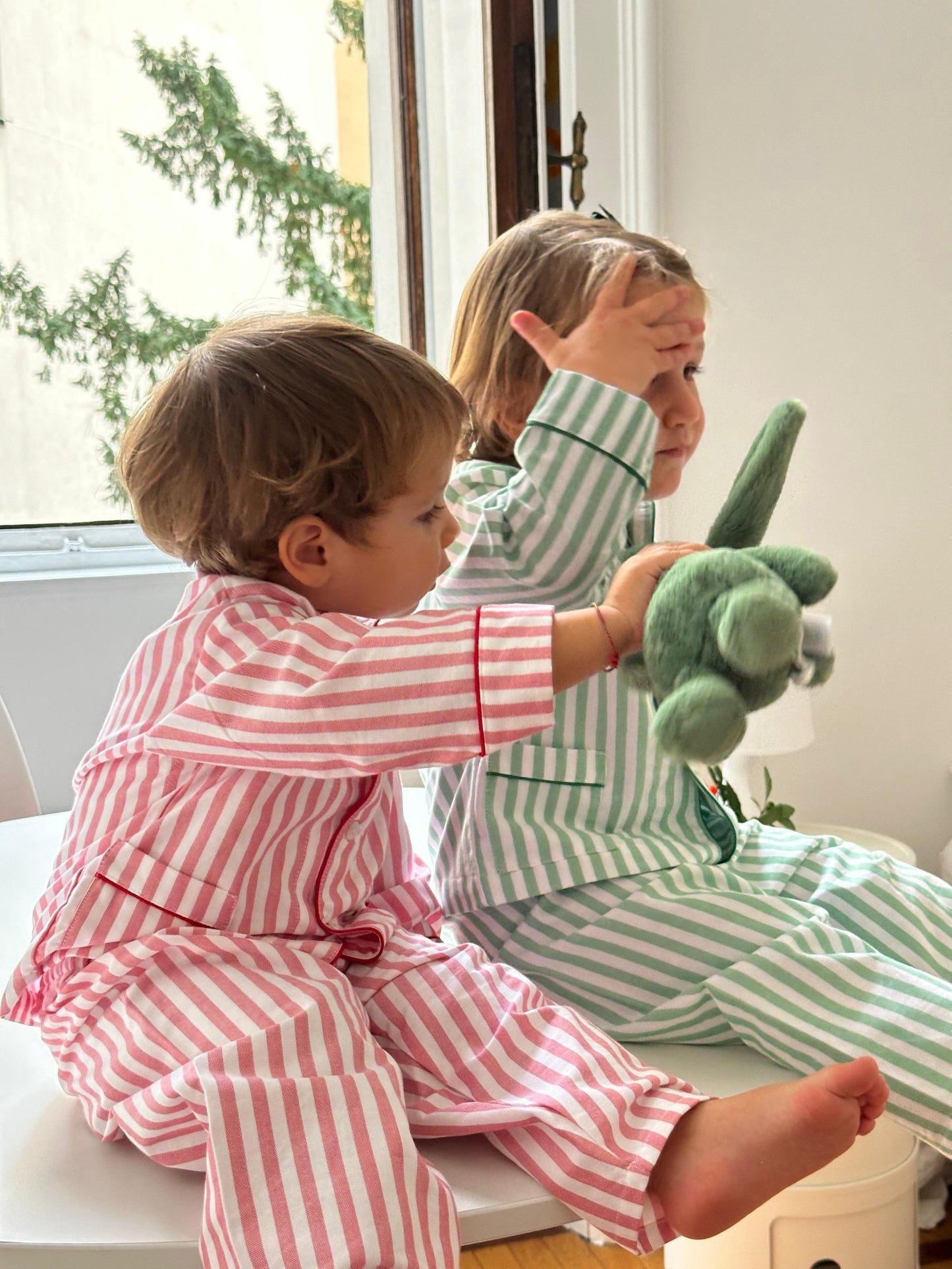PIGIAMA BAMBINO IN FLANELLA RIGONE ROSSO