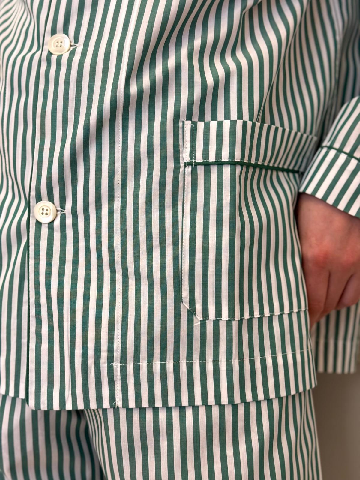 PIGIAMA UOMO POPELINE BASTONCINO VERDE PROFILO VERDE COUPBAS VERVER SILVIA SCALMANA