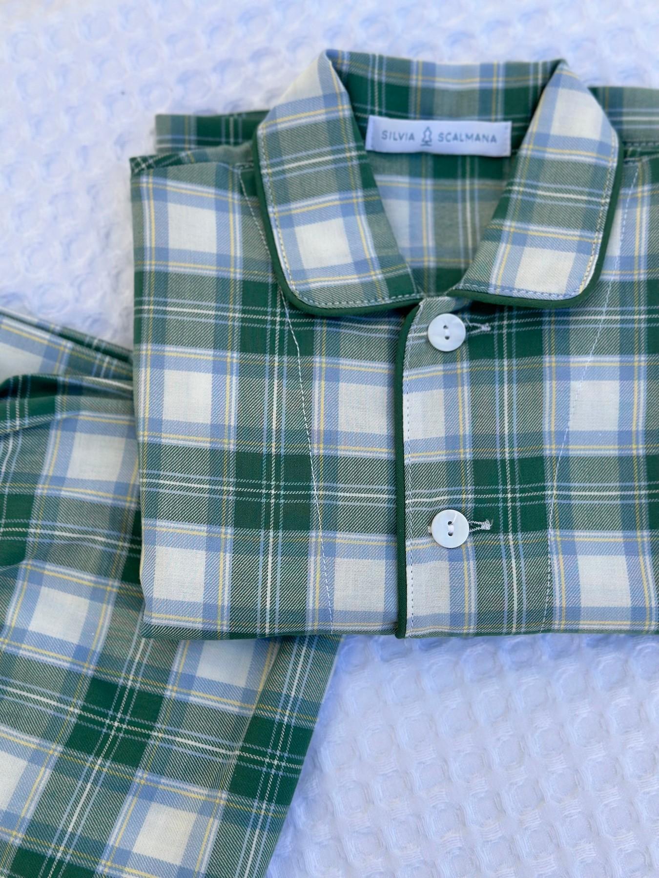 CHILDREN'S GREEN TARTAN FLANNEL PAJAMAS