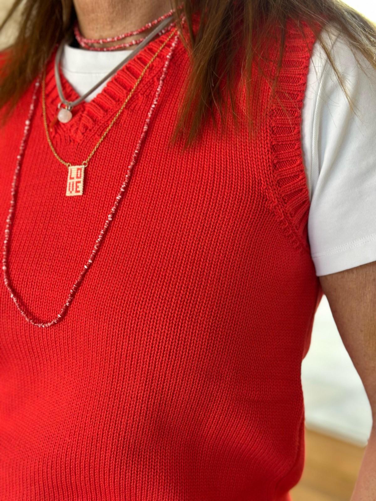 GILET DONNA COTONE ROSSO