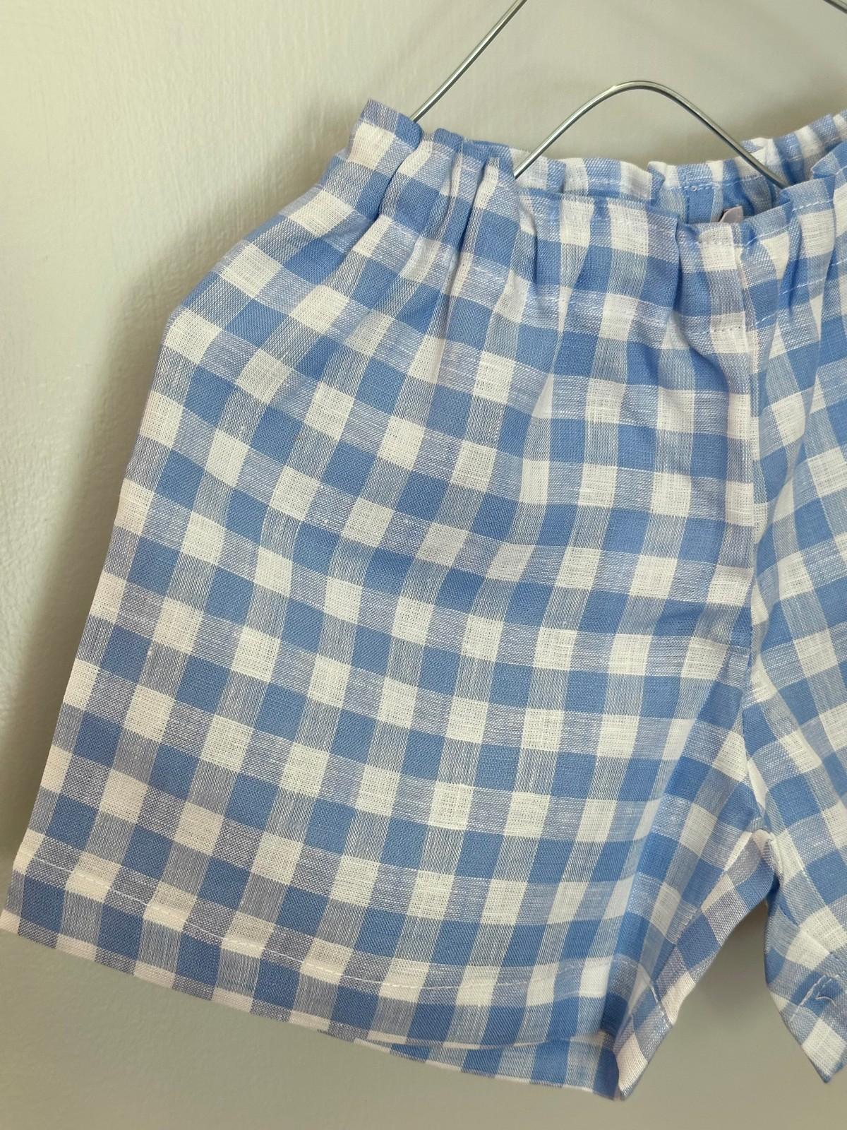 SHORTS BAMBINO IN LINO QUADRO AZZURRO SHBIQDR AZZ SILVIA SCALMANA