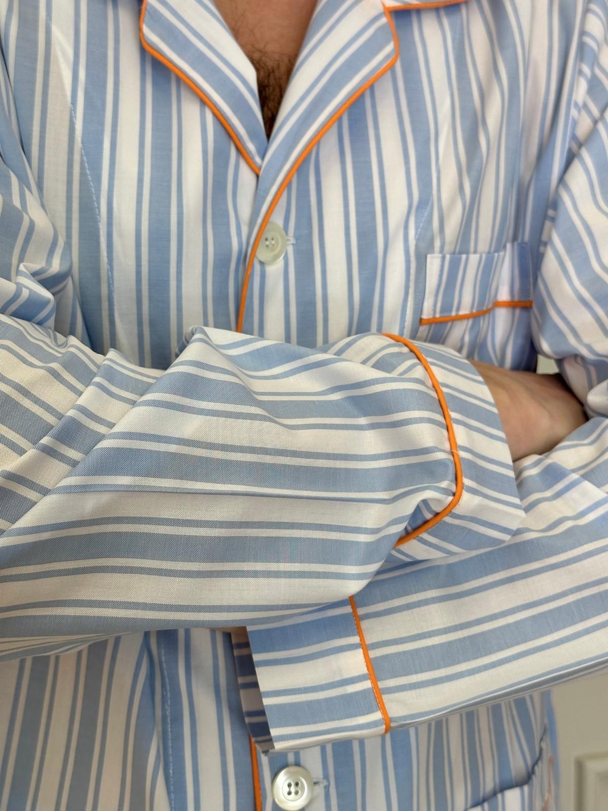 PIGIAMA UOMO RIGONE AZZURRO PROFILO ARANCIO COUPRGO AZZARA SILVIA SCALMANA