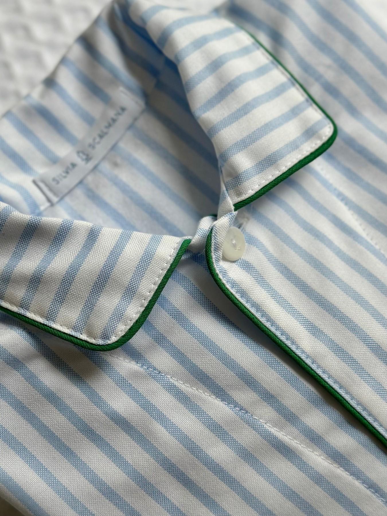 CHILDREN'S FLANNEL PAJAMAS WITH BLUE/GREEN STRIPES