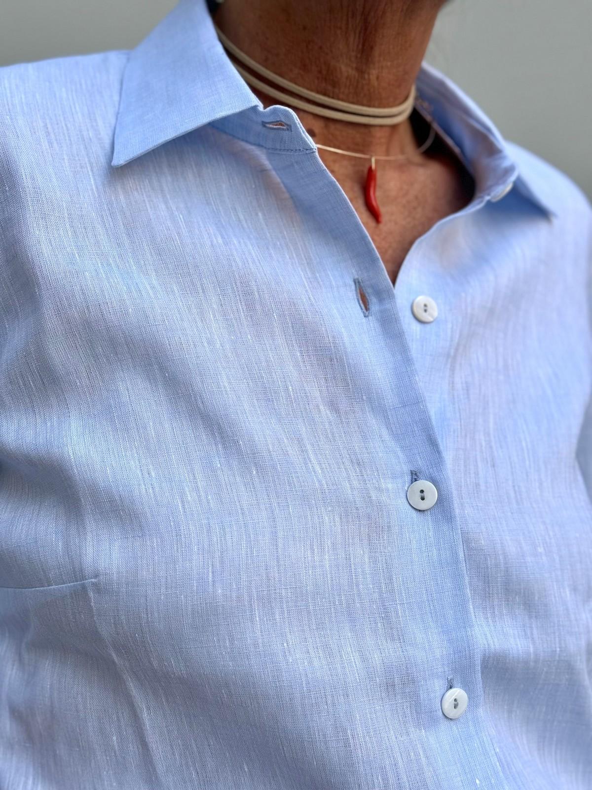 CAMICIA DONNA LINO AZZURRO