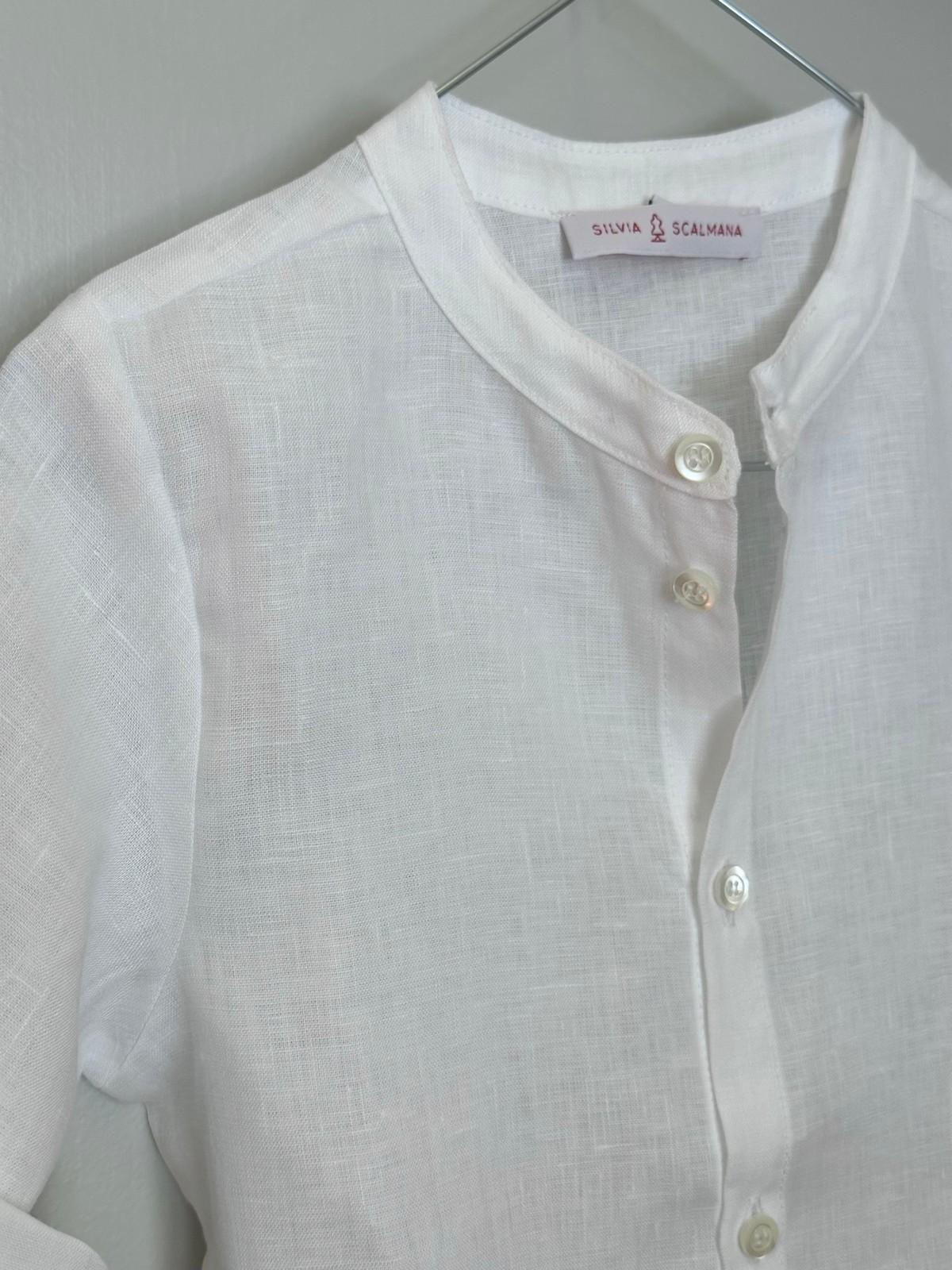 CAMICIA BAMBINO IN LINO BIANCO CKBIUNI BIA SILVIA SCALMANA