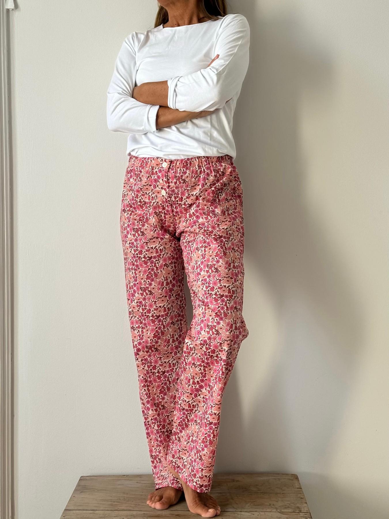 PANTALONI LIBERTY DONNA "POPPY AND DAISY" ROSA PDLIB POPPYDAISYFROSA SILVIA SCALMANA