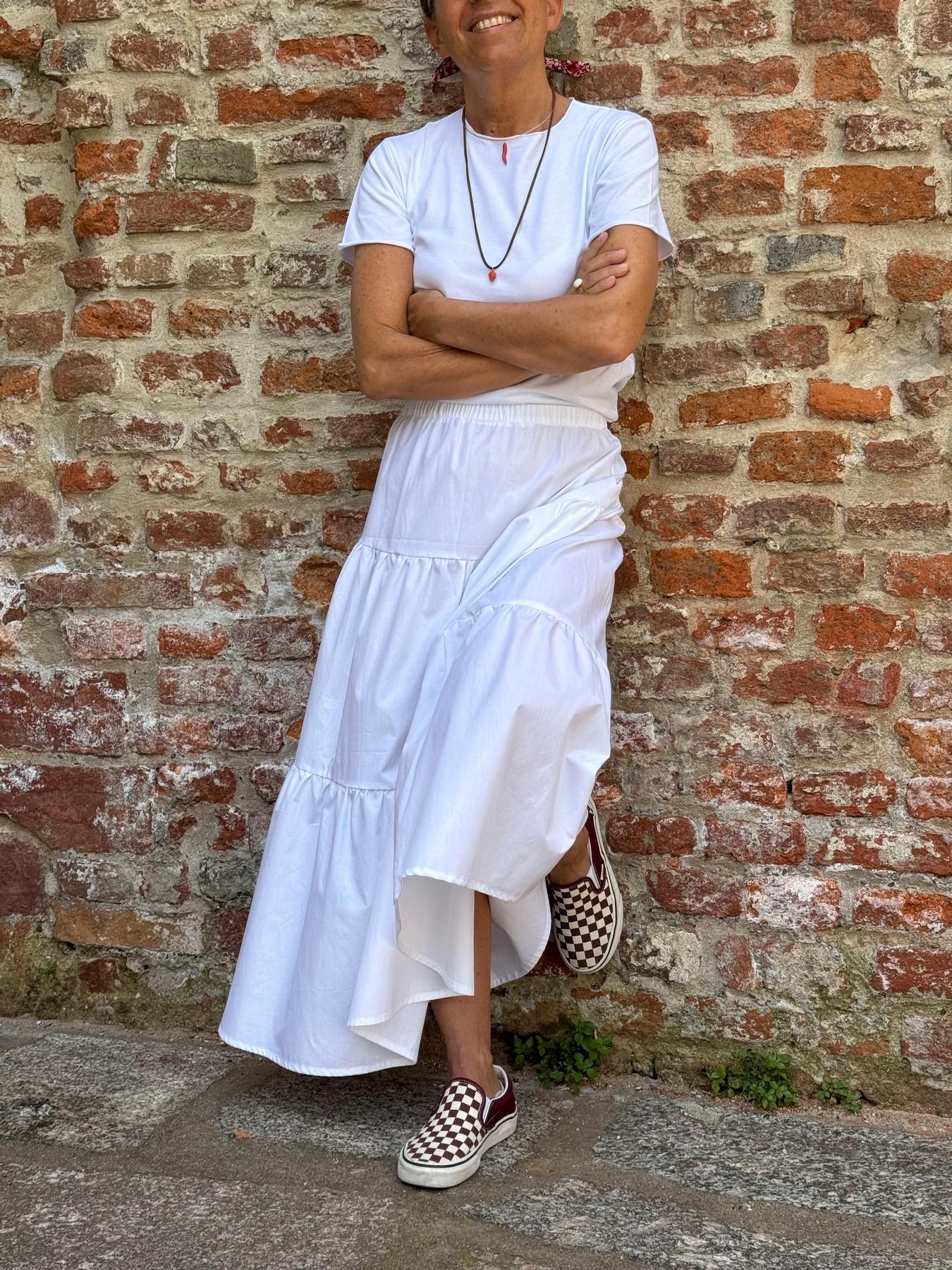 GONNA POPELINE UNITO BIANCO GODPUNI BIA SILVIA SCALMANA