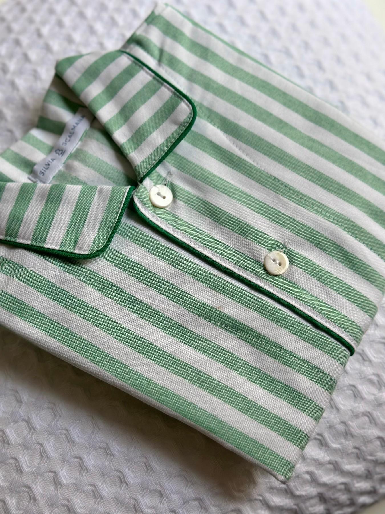 CHILDREN'S GREEN STRIPE FLANNEL PAJAMAS