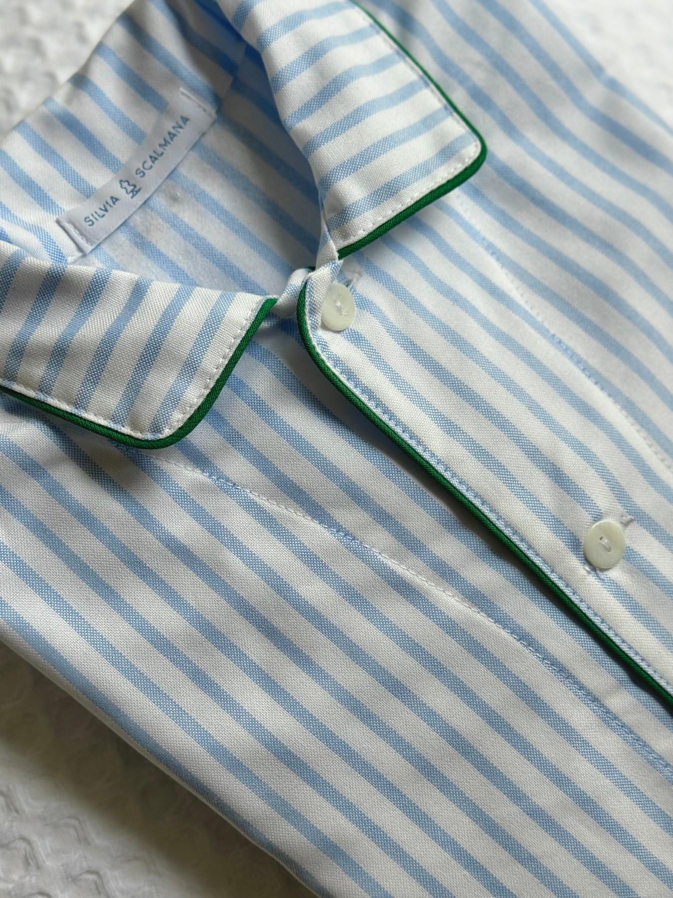 CHILDREN'S FLANNEL PAJAMAS WITH BLUE/GREEN STRIPES