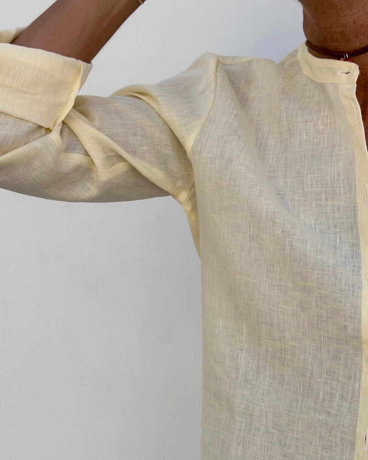 CAMICIA COREANA LINO UNITO GIALLO CKDIUNI GIA SILVIA SCALMANA