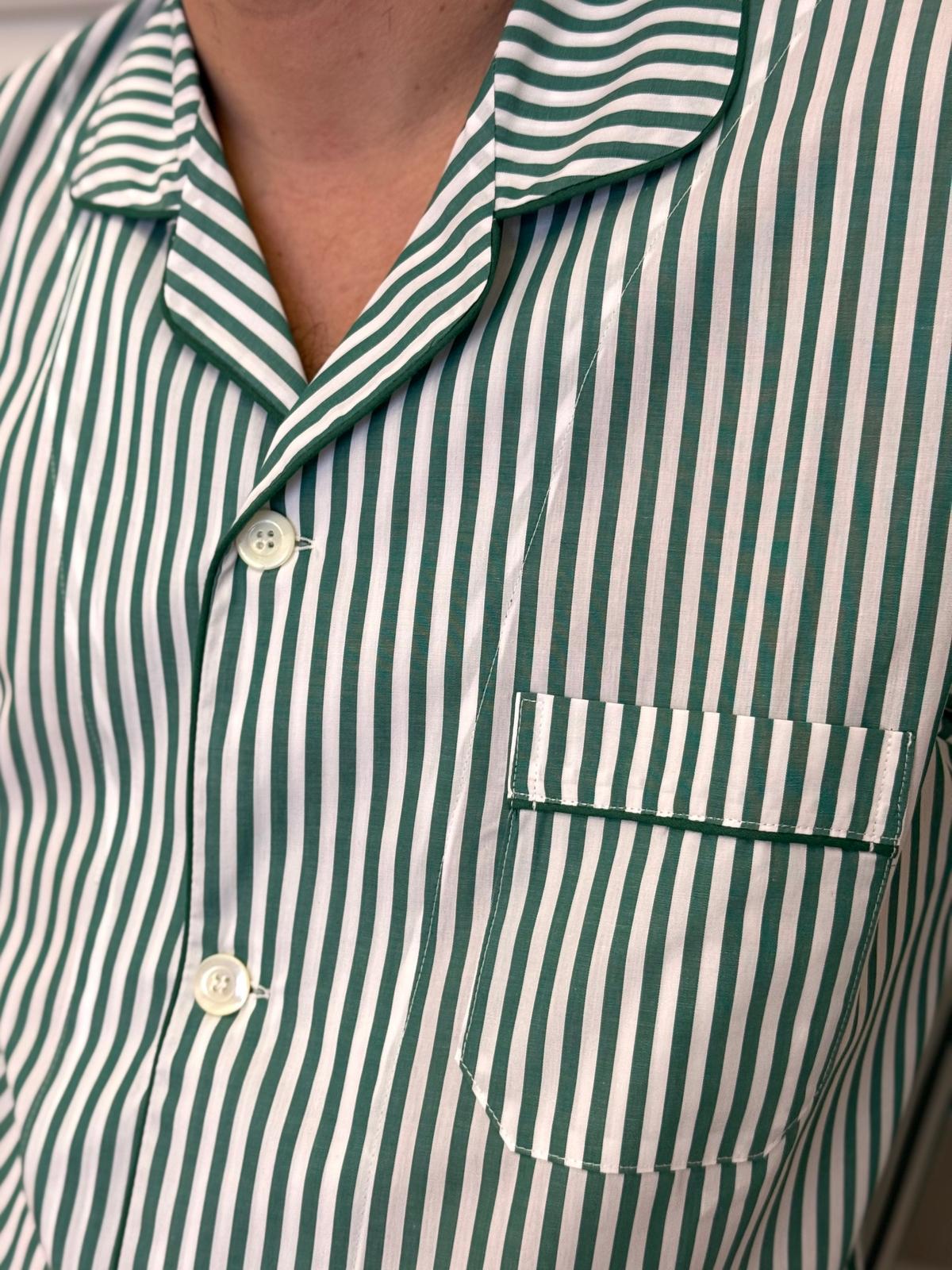 PIGIAMA UOMO POPELINE BASTONCINO VERDE PROFILO VERDE COUPBAS VERVER SILVIA SCALMANA