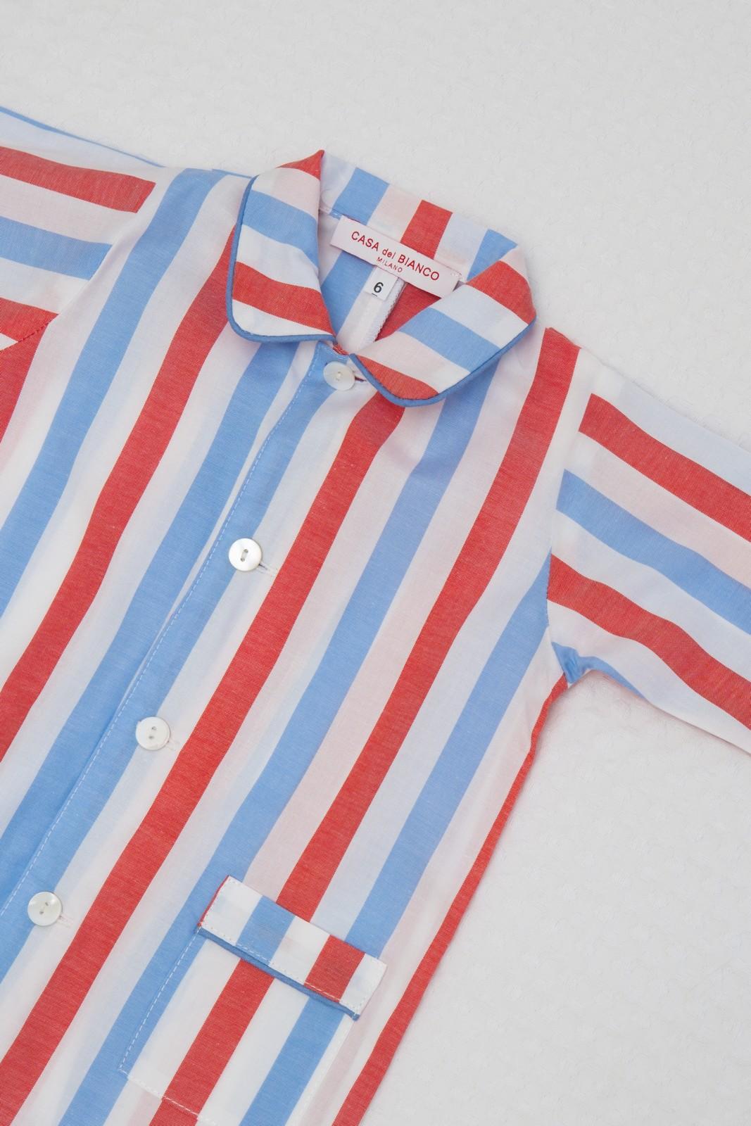 TUTINA POPELINE TAGLIATELLA MISTA AZZURRO/ROSSO PROFILO AZZURRO TUBPAZZ ROSAZZ SILVIA SCALMANA