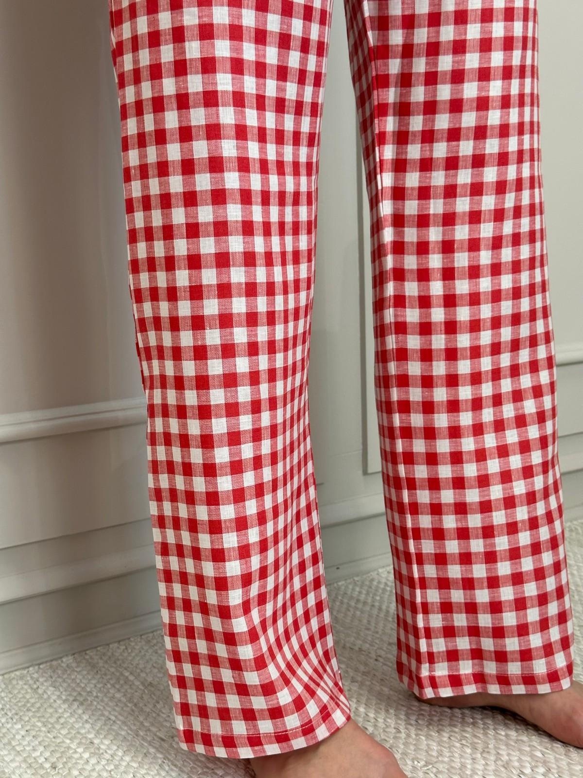 PANTALONI DONNA LINO QUADRO ROSSO PADIQDR ROS SILVIA SCALMANA