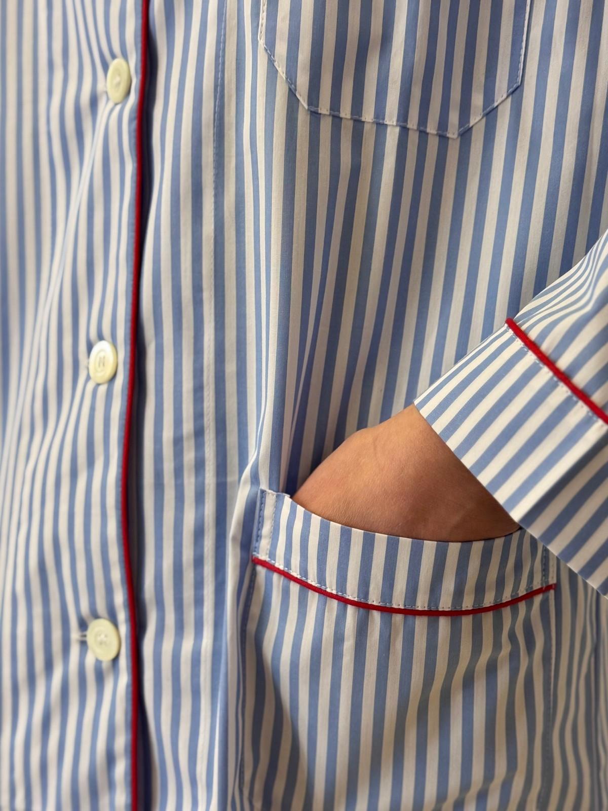 PIGIAMA DONNA BASTONCINO AZZURRO PROFILO ROSSO