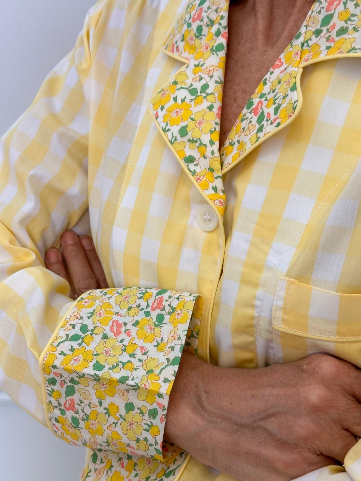 PIGIAMA DIONNA QUADRONE GIALLO CON DETTAGLI MRS STONELEY