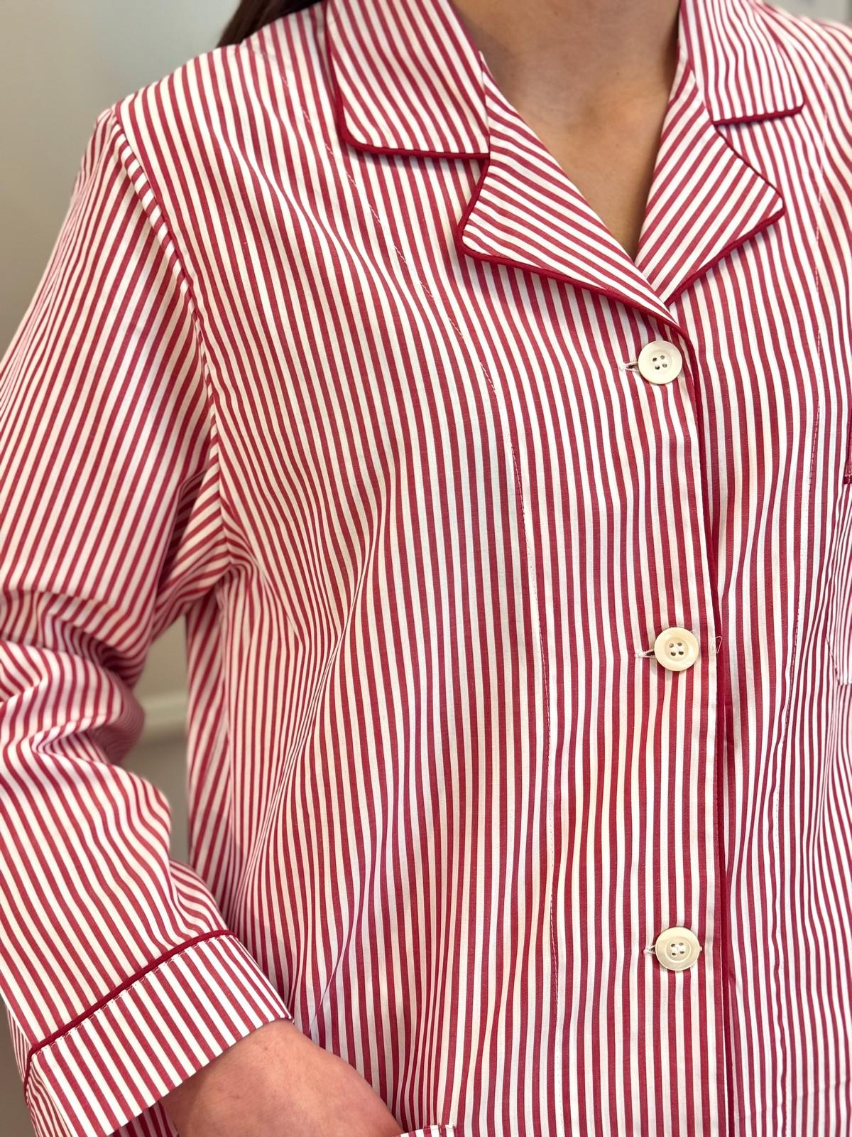 PIGIAMA DONNA BASTONCINO ROSSO PROFILO BORDEAUX