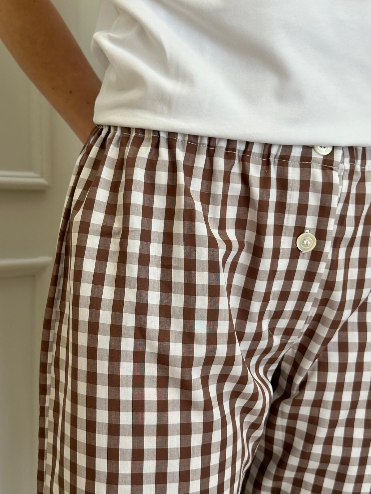 PANTALONI POPELINE QUADRO MARRONE PADPQDR MAR SILVIA SCALMANA