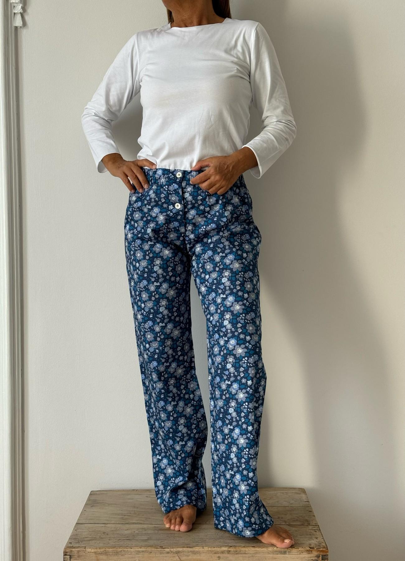 PANTALONI LIBERTY DONNA "BETSY MEADOW" BLU PDLIB BETSYFBLU SILVIA SCALMANA