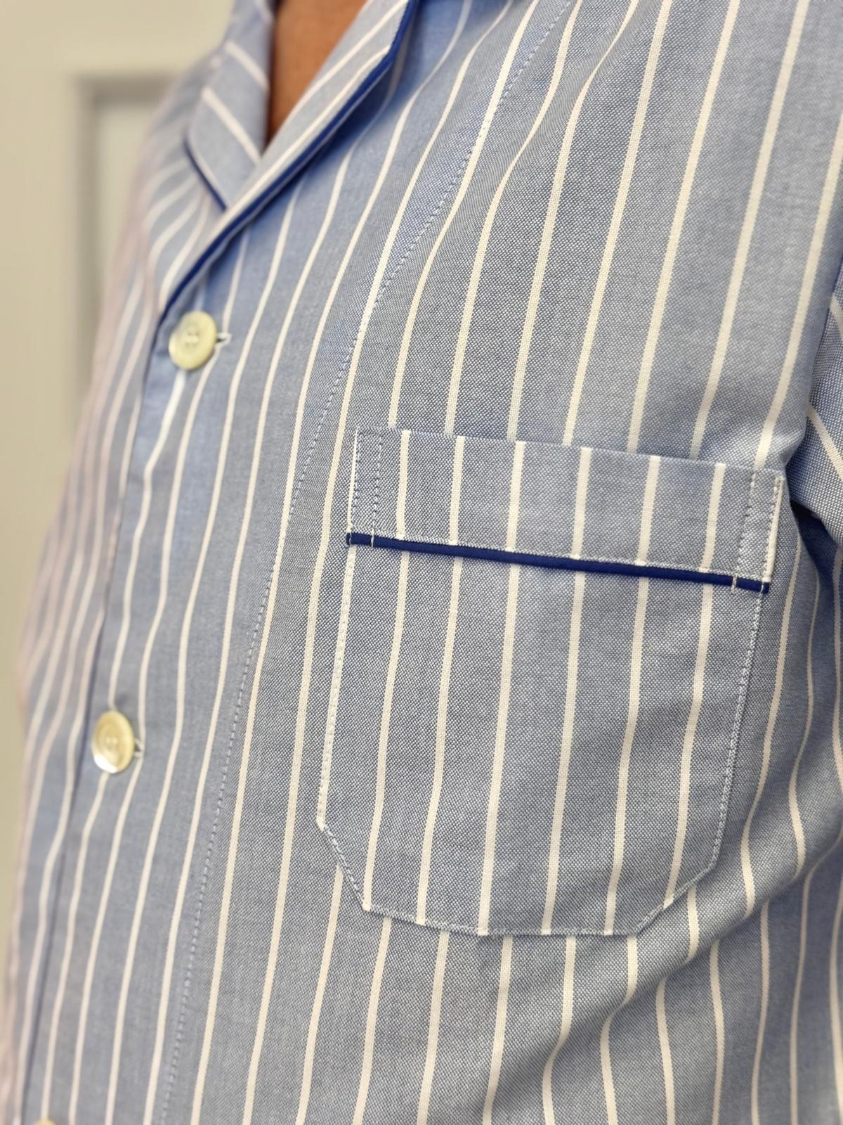 PIGIAMA UOMO OXFORD RIGA FONDO AZZURRO COUORFO AZZBLT SILVIA SCALMANA