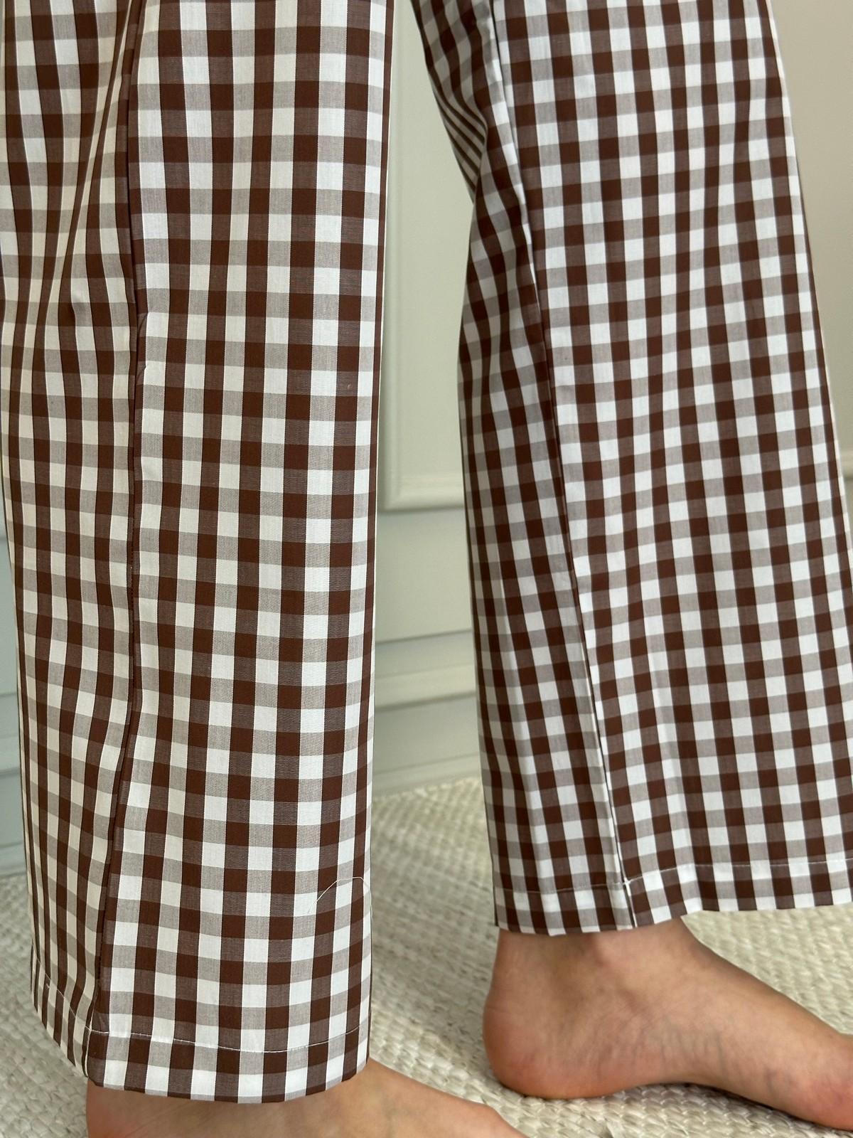 PANTALONI POPELINE QUADRO MARRONE PADPQDR MAR SILVIA SCALMANA