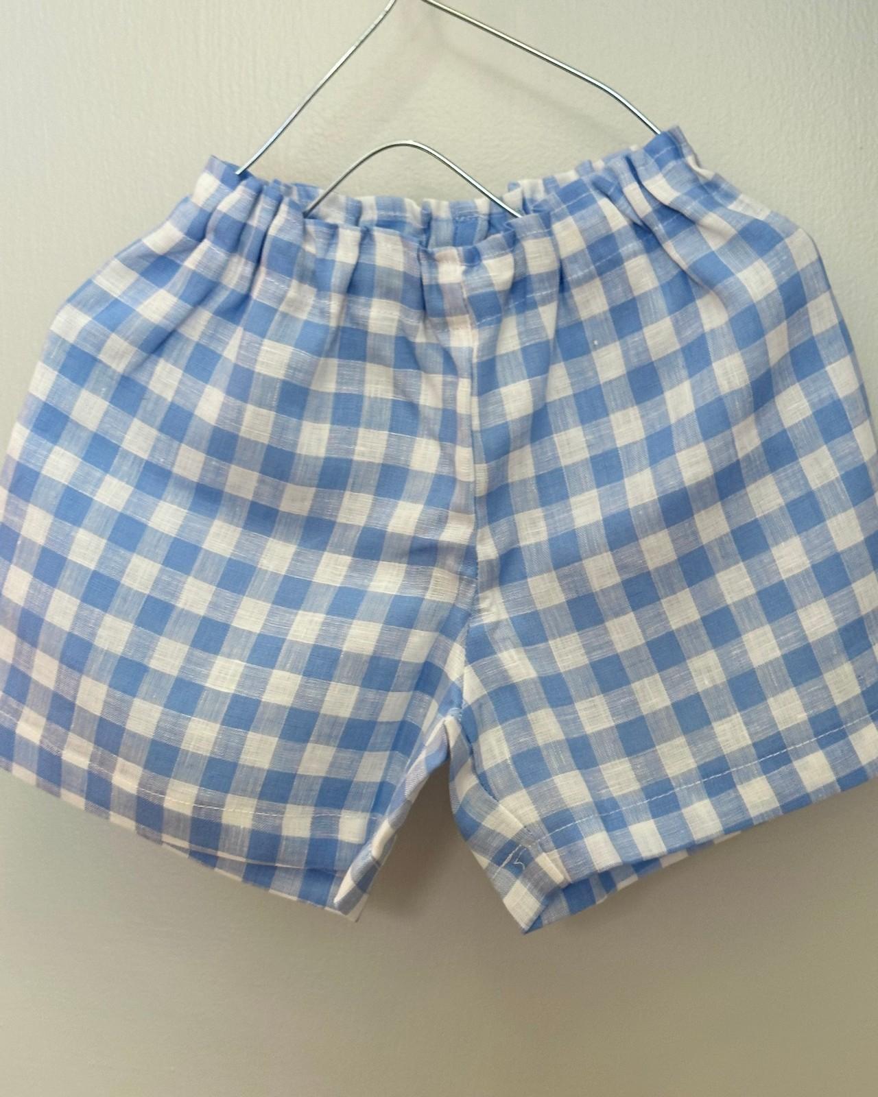 SHORTS BAMBINO IN LINO QUADRO AZZURRO SHBIQDR AZZ SILVIA SCALMANA