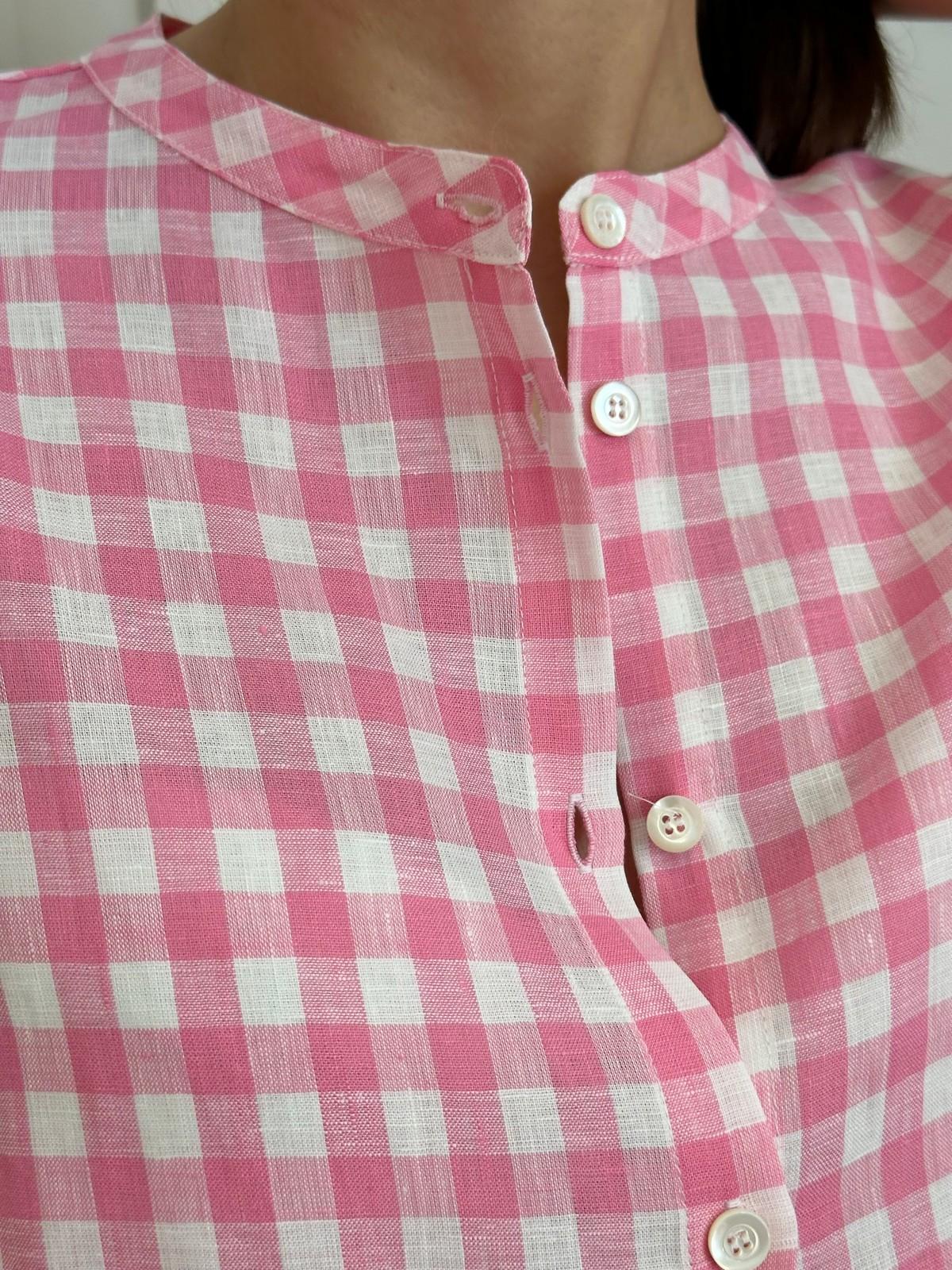 CAMICIA COREANA DONNA IN LINO QUADRO FRAGOLA CKDIQDR FRG SILVIA SCALMANA