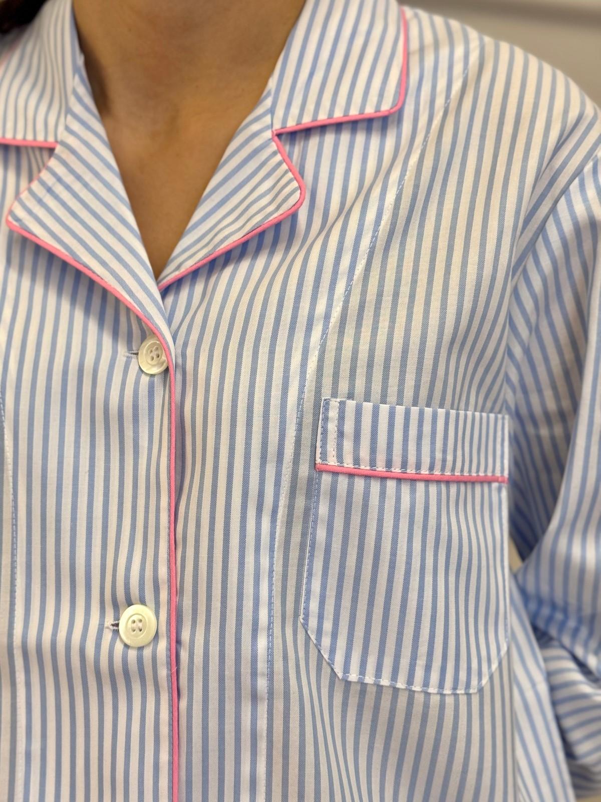 PIGIAMA DONNA OXFORD RIGA AZZURRA PROFILO ROSA CODPRIG AZZRSA SILVIA SCALMANA