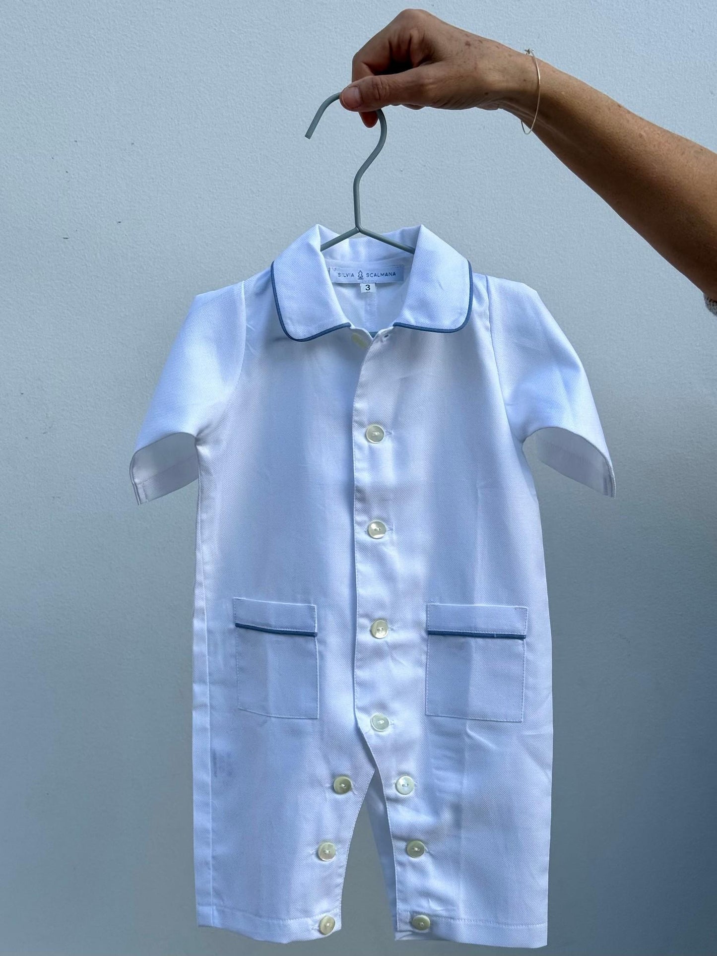 TUTINA BEBE' OXFORD BIANCO TBOXBIANCO AZZURRO SILVIA SCALMANA