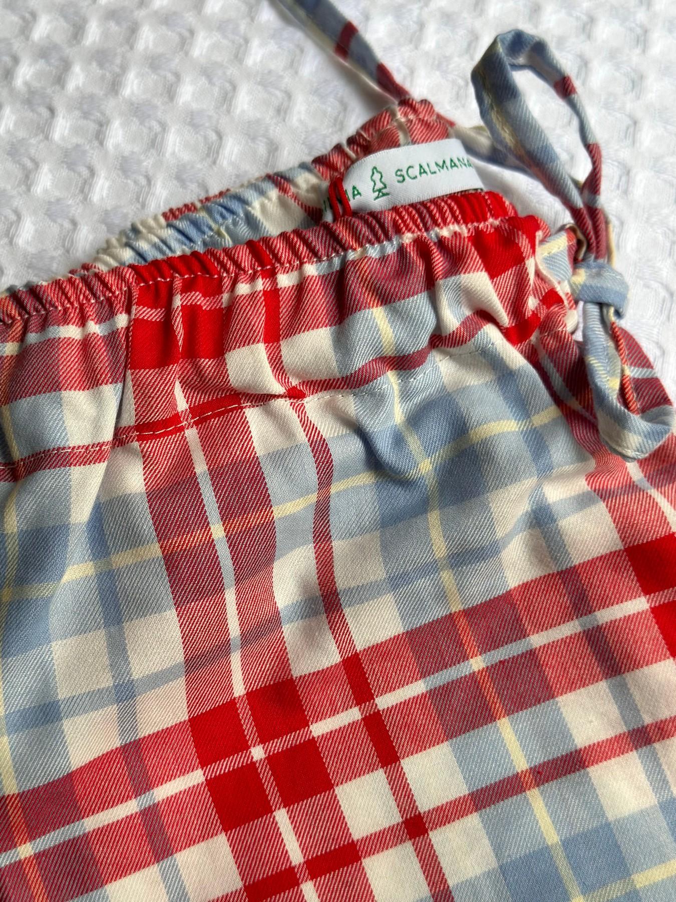 PANTALONI BAMBINO IN FLANELLA SCOZZESE AZZURRO/ROSSO PBFL SCOZZAZZROSSO SILVIA SCALMANA