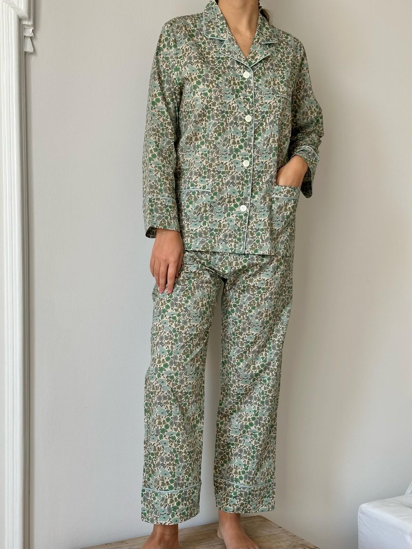 PIGIAMA LIBERTY DONNA "POPPY AND DAISY" VERDE