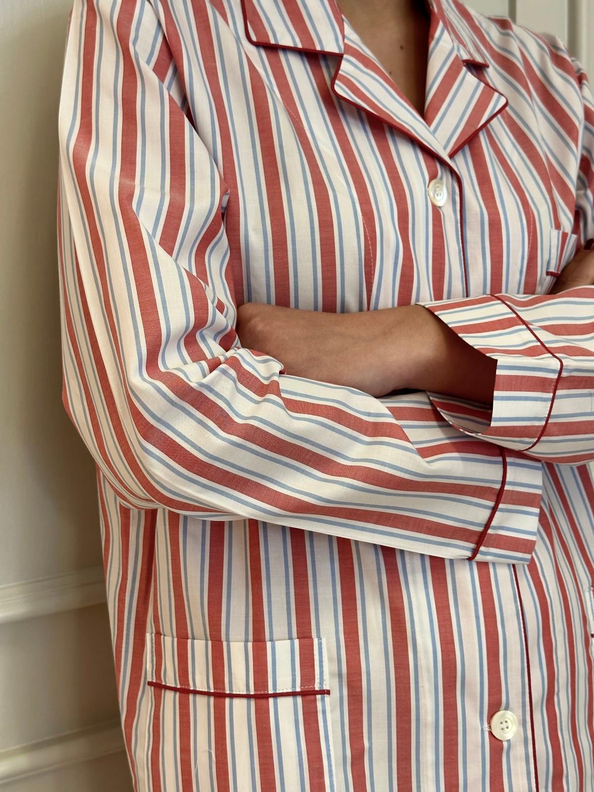 PIGIAMA DONNA RIGONE ROSSO/AZZURRO PROFILO ROSSO