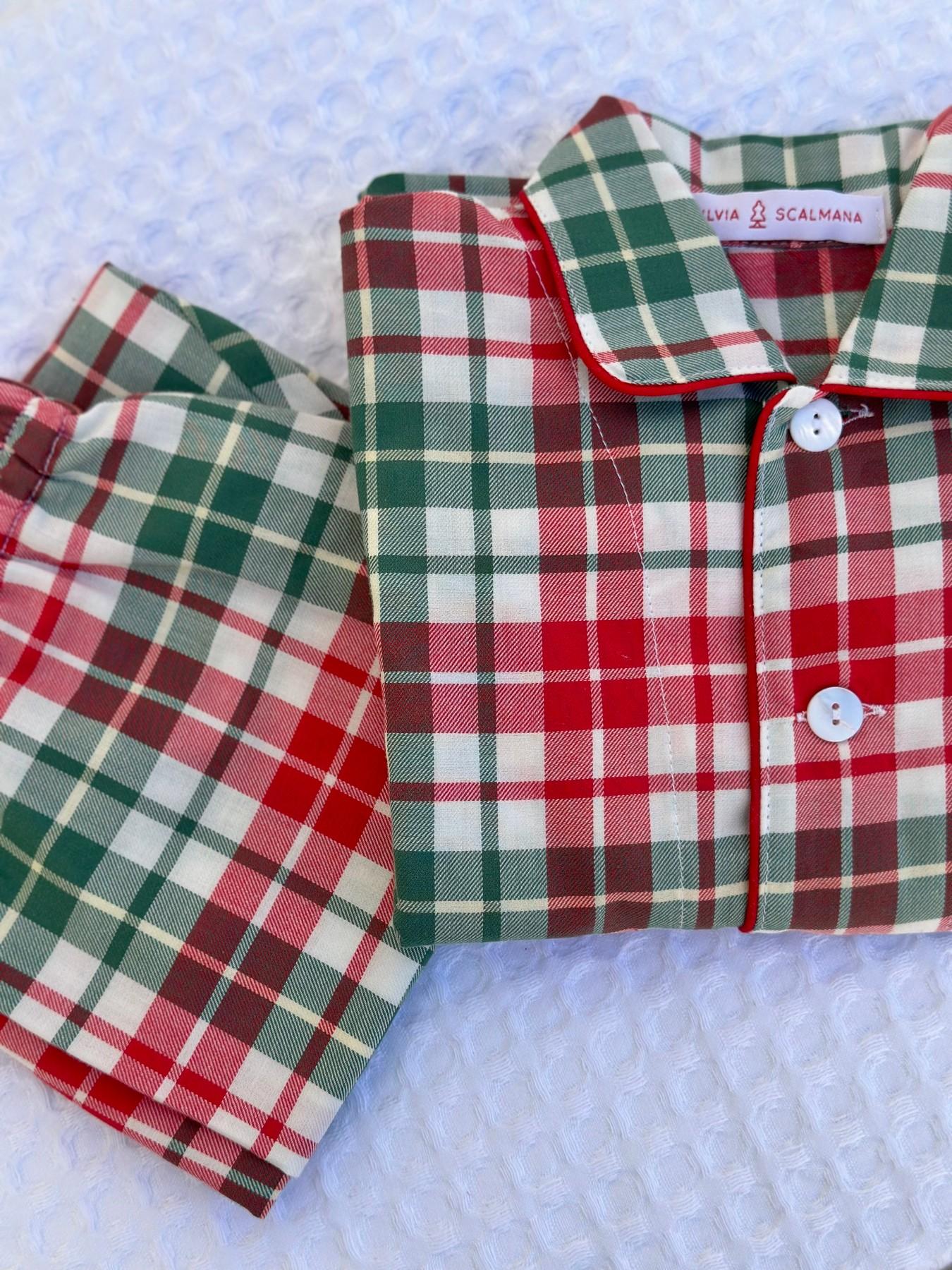 PIGIAMA BAMBINO IN FLANELLA SCOZZESE VERDE/ROSSO