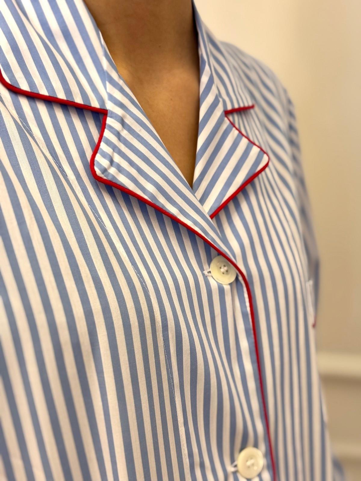 PIGIAMA DONNA BASTONCINO AZZURRO PROFILO ROSSO