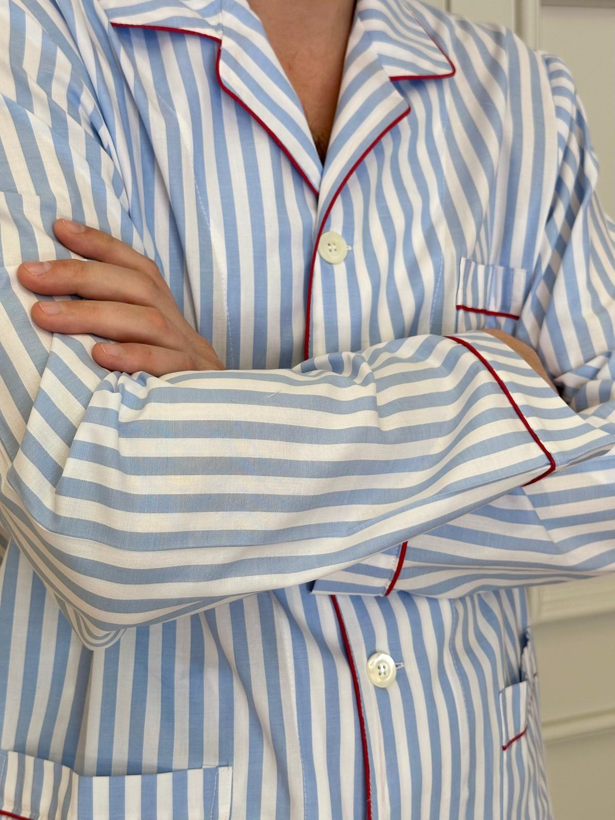 PIGIAMA UOMO TAGLIATELLA AZZURRA PROFILO ROSSO COUPTAG AZZROS SILVIA SCALMANA