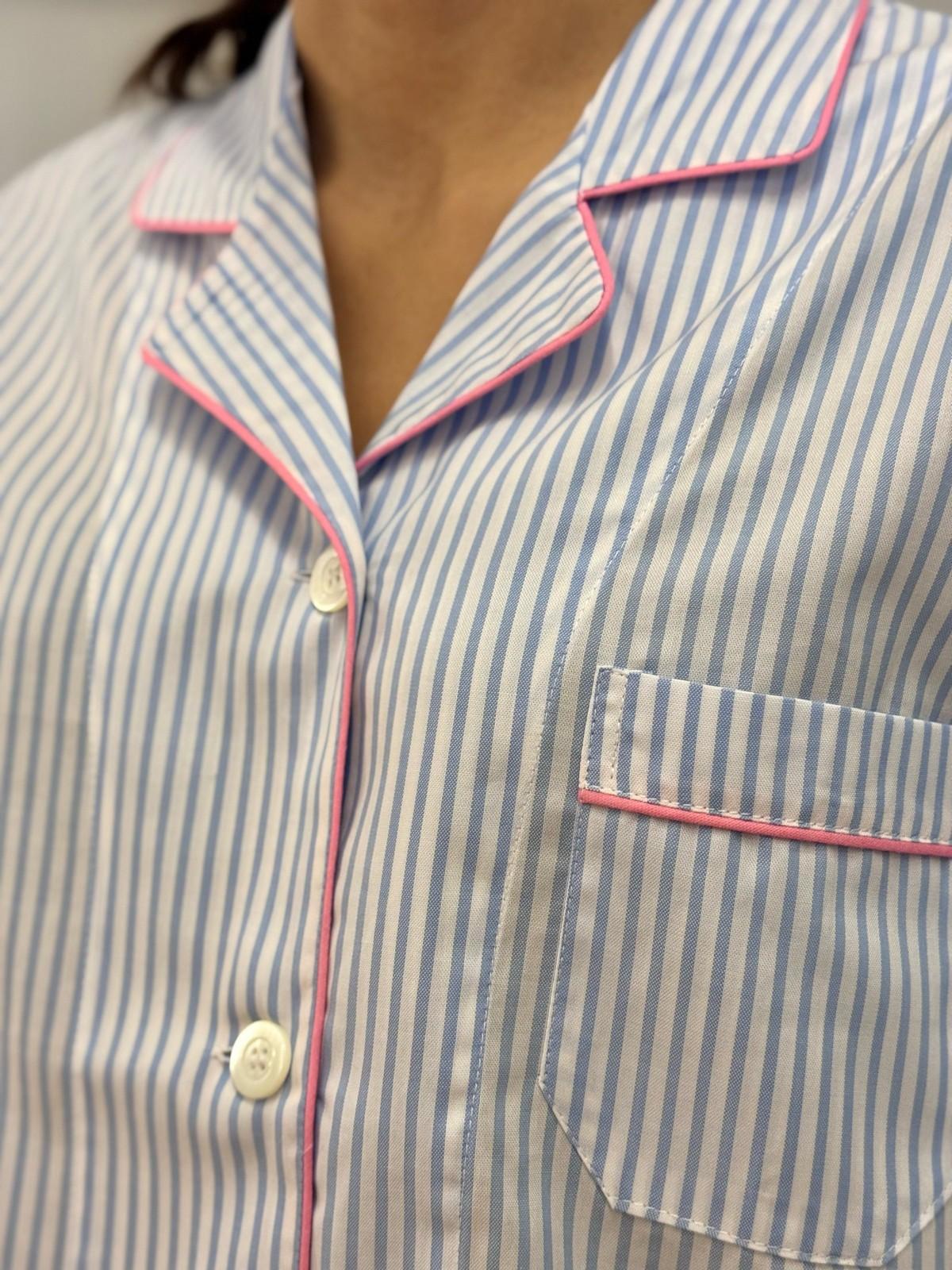 PIGIAMA DONNA BASTONCINO AZZURRO PROFILO FRAGOLA CODOBAS AZZFRG SILVIA SCALMANA