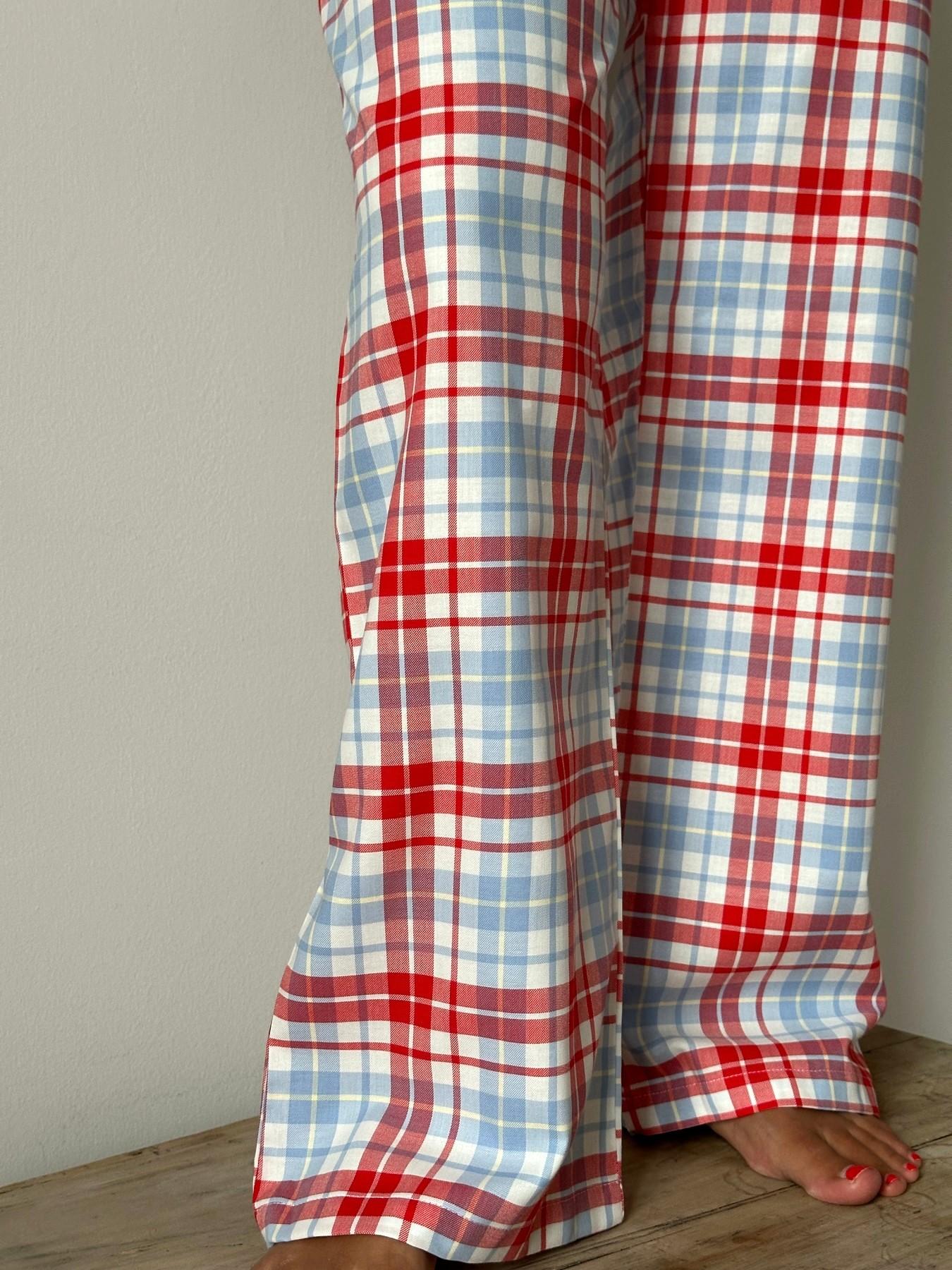 PANTALONI DONNA FLANELLA SCOZZESE AZZURRO/ROSSO PDFL SCOZZAZZROSS SILVIA SCALMANA
