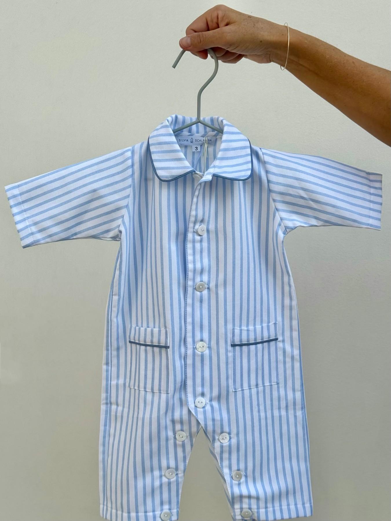 TUTINA BEBE' IN FLANELLA RIGA AZZURRA TBFLRIGAAZZ AZZURRO SILVIA SCALMANA