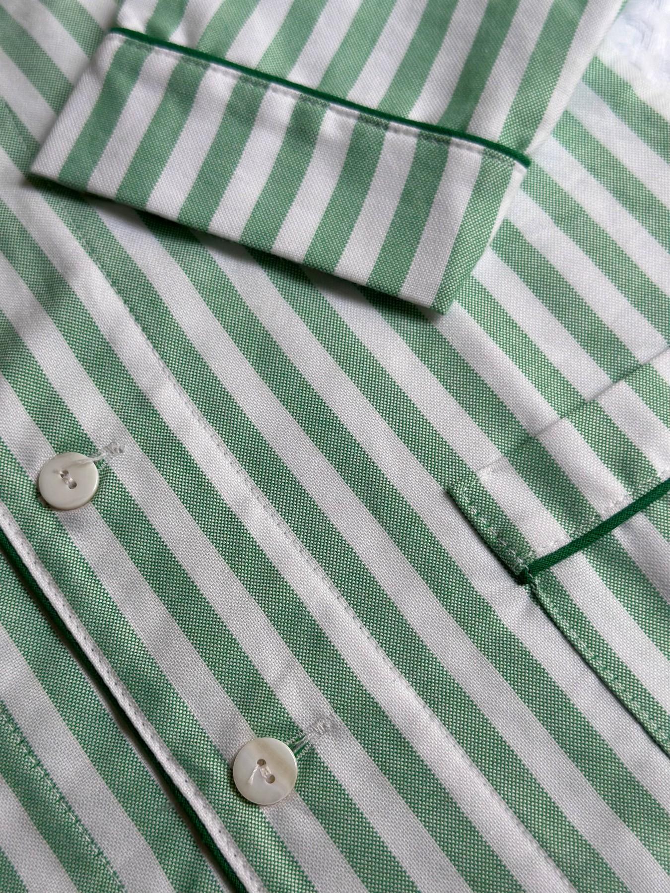 CHILDREN'S GREEN STRIPE FLANNEL PAJAMAS