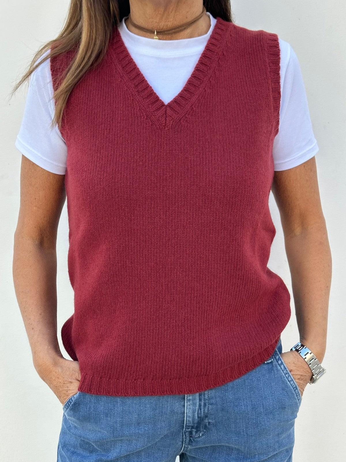 GILET LANA DONNA BORDEAUX GILTDL BORDEAUX CASA DEL BIANCO 