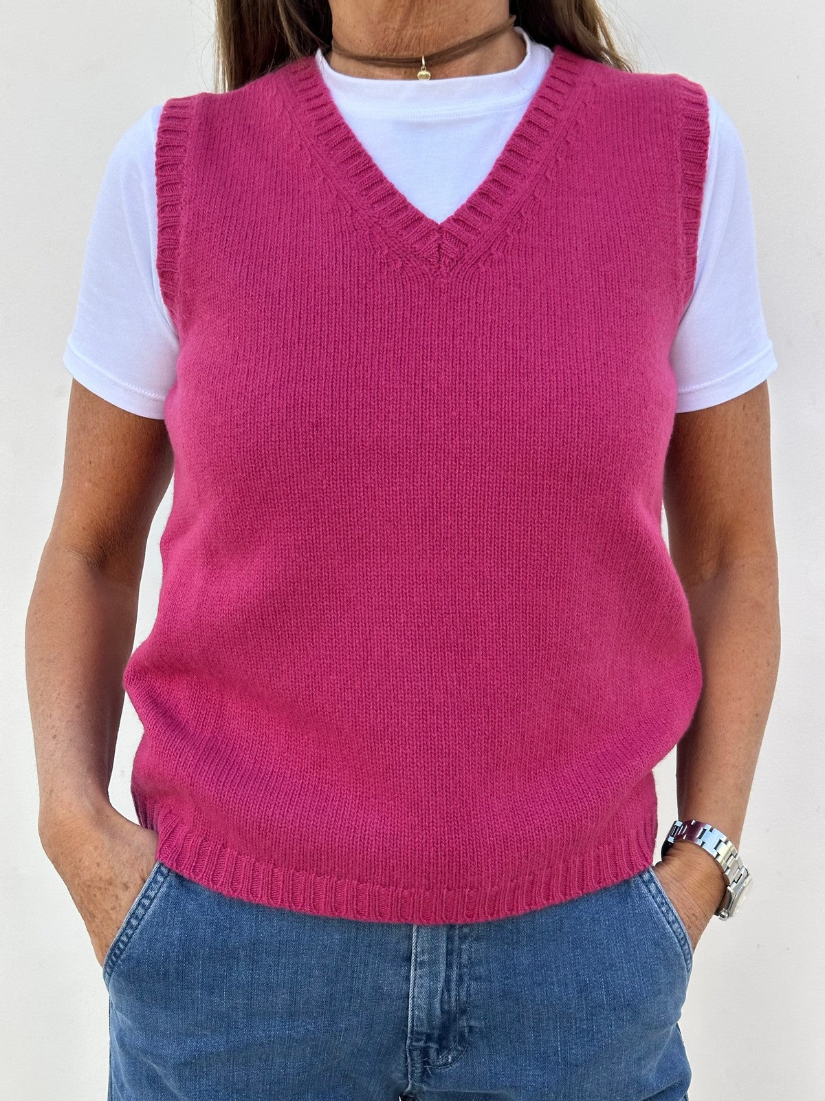 GILET LANA DONNA CICLAMINO GILTDL CICLAMINO CASA DEL BIANCO 