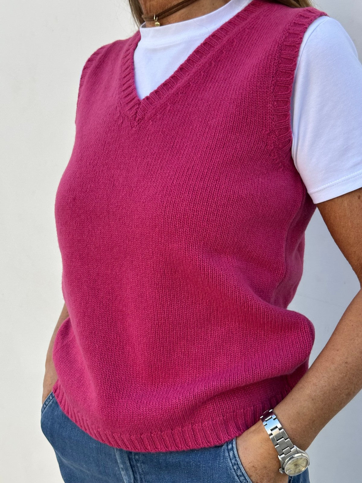 GILET LANA DONNA CICLAMINO GILTDL CICLAMINO CASA DEL BIANCO 