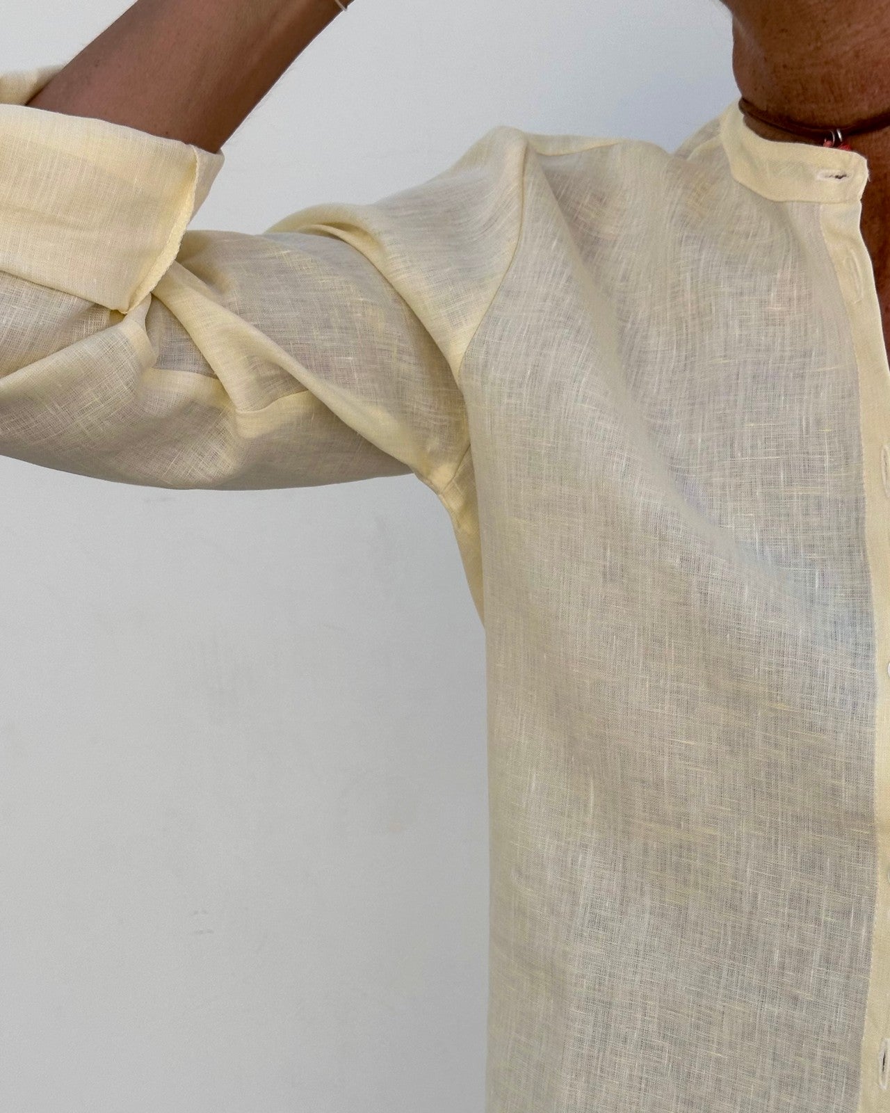 CAMICIA COREANA LINO UNITO GIALLO CKDIUNI GIA SILVIA SCALMANA 
