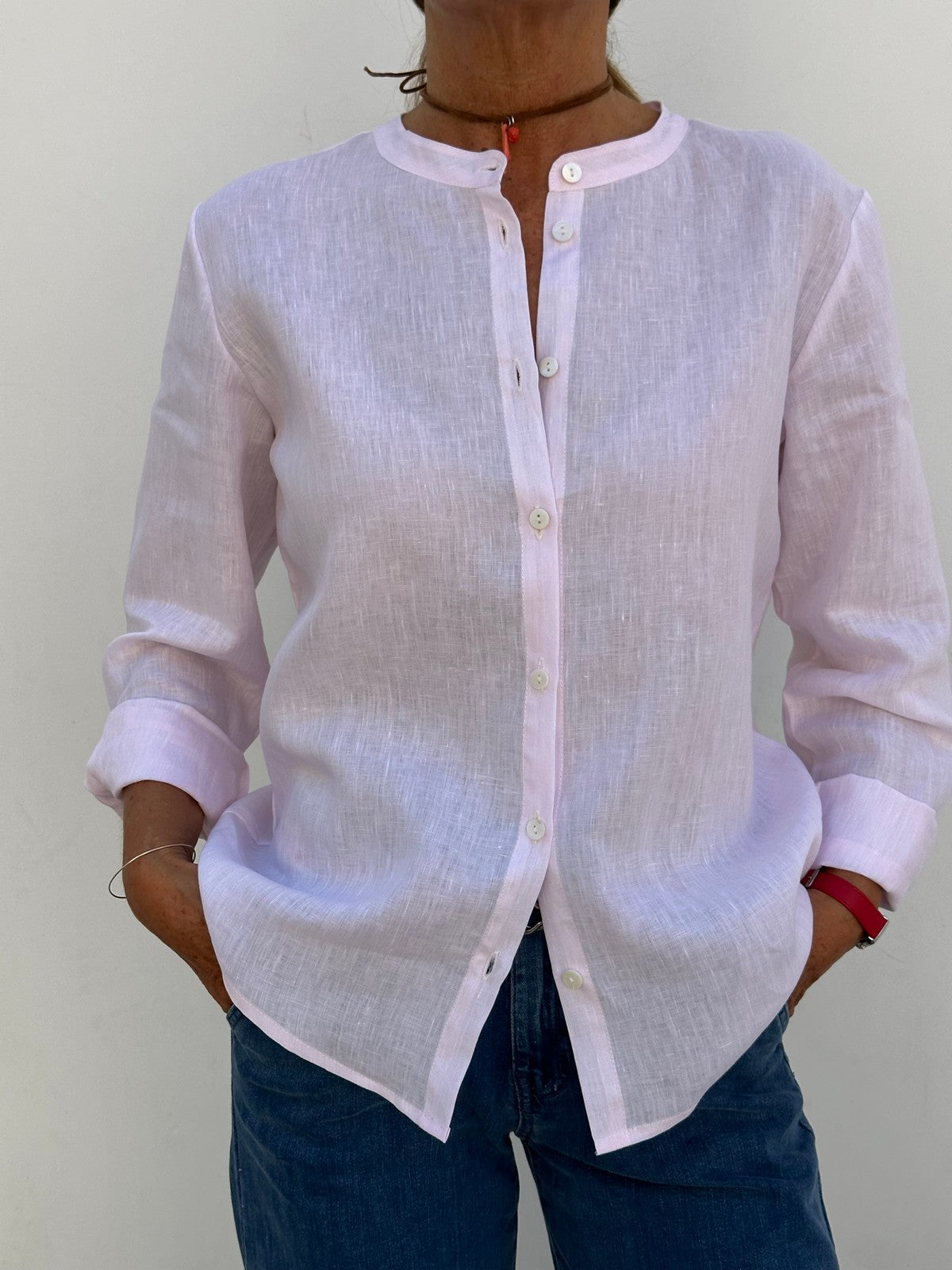 CAMICIA COREANA LINO UNITO ROSA CKDIUNI RSA SILVIA SCALMANA 