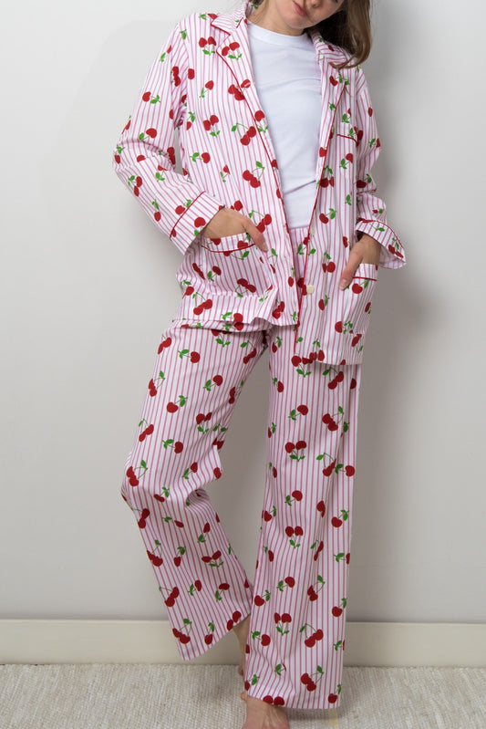 COMPLETO DONNA RIGA FRAGOLA STAMPA CILIEGIA CODPSTA CILIEGIA SILVIA SCALMANA 