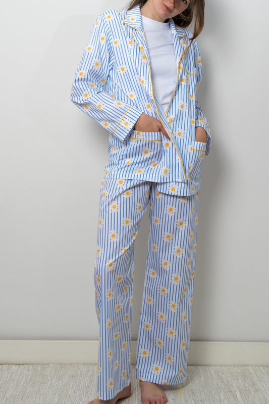 COMPLETO DONNA RIGA AZZURRA STAMPA MARGHERITE CODPSTA MARGHE SILVIA SCALMANA 