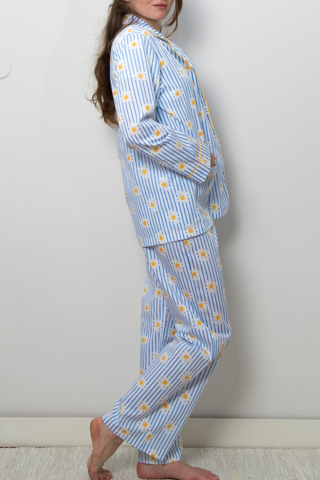 COMPLETO DONNA RIGA AZZURRA STAMPA MARGHERITE CODPSTA MARGHE SILVIA SCALMANA 