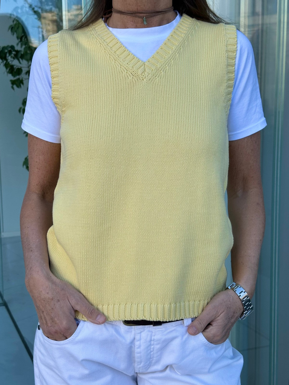 GILET COTONE DONNA GIALLO GILTDC GIALLO SILVIA SCALMANA 