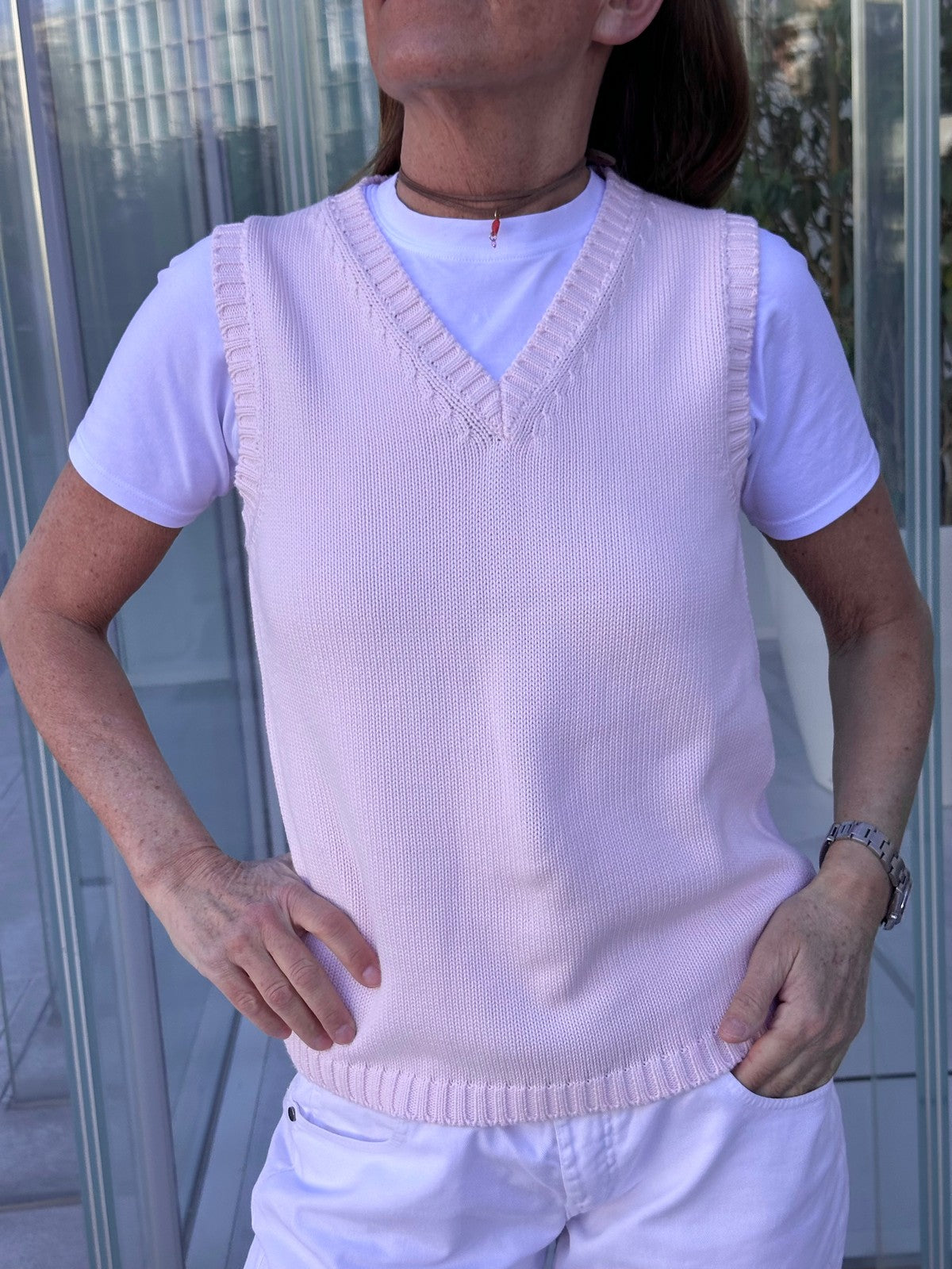 GILET COTONE DONNA ROSA GILTDC ROSA SILVIA SCALMANA 