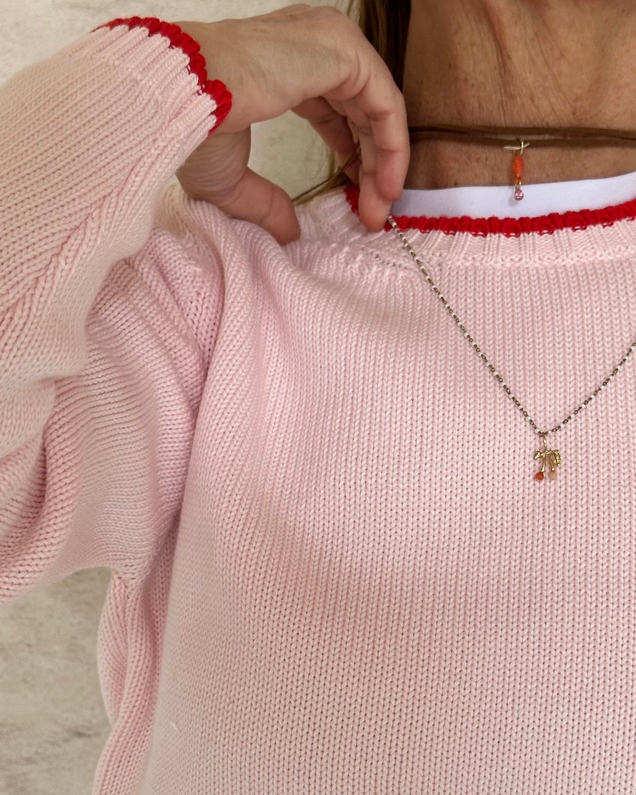 GIROCOLLO COTONE DONNA ROSA PROFILO ROSSO GIRTDC BROSAROSSO SILVIA SCALMANA 